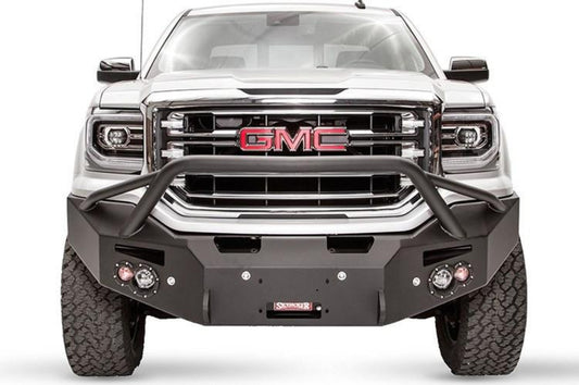 Fab Fours GS14-F3152-1 GMC Sierra 1500 2014-2015 Premium Front Bumper Sensor Winch Ready with Pre-Runner Guard