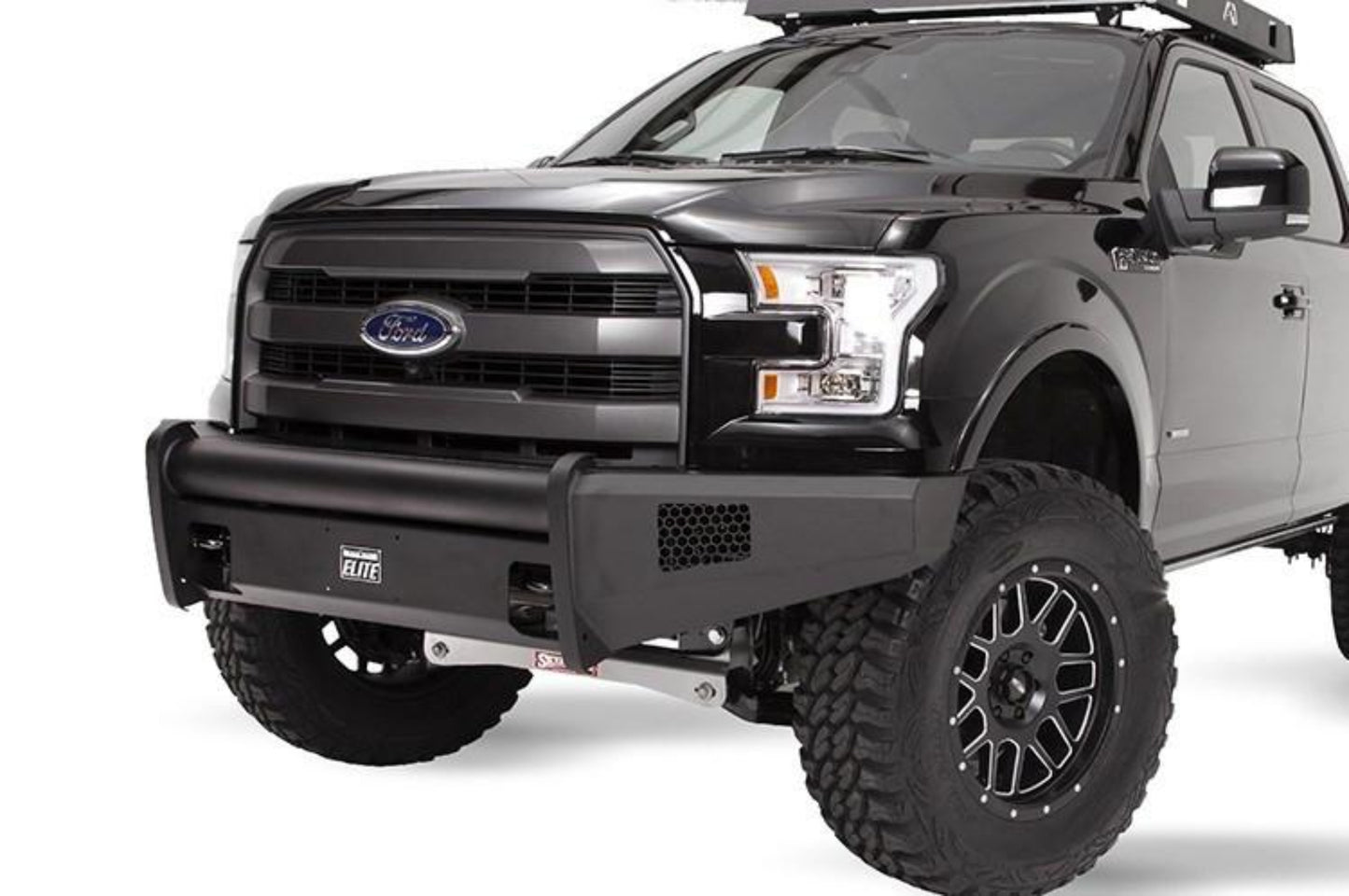 Fab Fours FF15-R3251-1 Ford F150 2015-2017 Black Steel Elite Front Bumper No Guard with Tow Hooks
