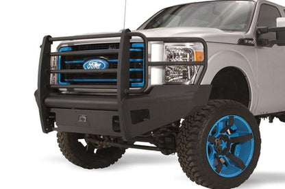 Fab Fours FS11-Q2560-1 Ford F450/F550 Superduty 2011-2016 Black Steel Elite Front Bumper Full Guard with Tow Hooks