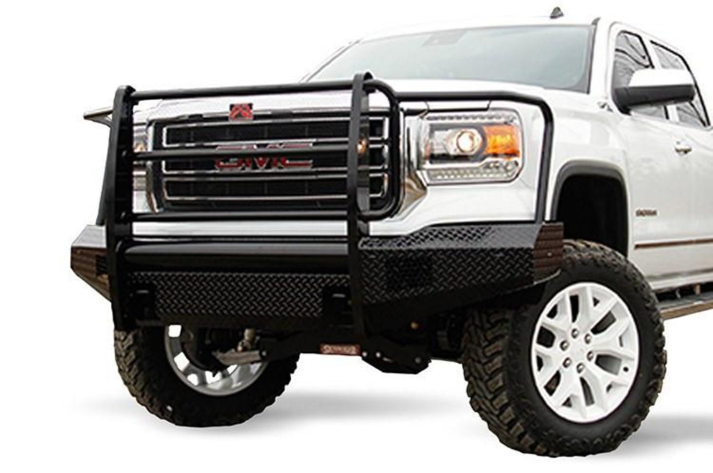 Fab Fours GS14-K3160-1 GMC Sierra 1500 2014-2015 Black Steel Front Bumper Full Guard with Tow Hooks