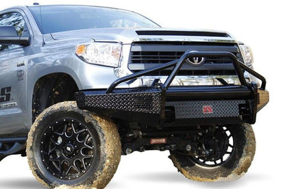 Fab Fours TT07-K1862-1 Toyota Tundra 2007-2013 Black Steel Front Bumper Pre-Runner Guard with Tow Hooks