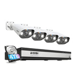 Zosi C182 4K 16CH 4 Camera Spotlight PoE Security System + 4TB Hard Drive - C182 4K 16CH