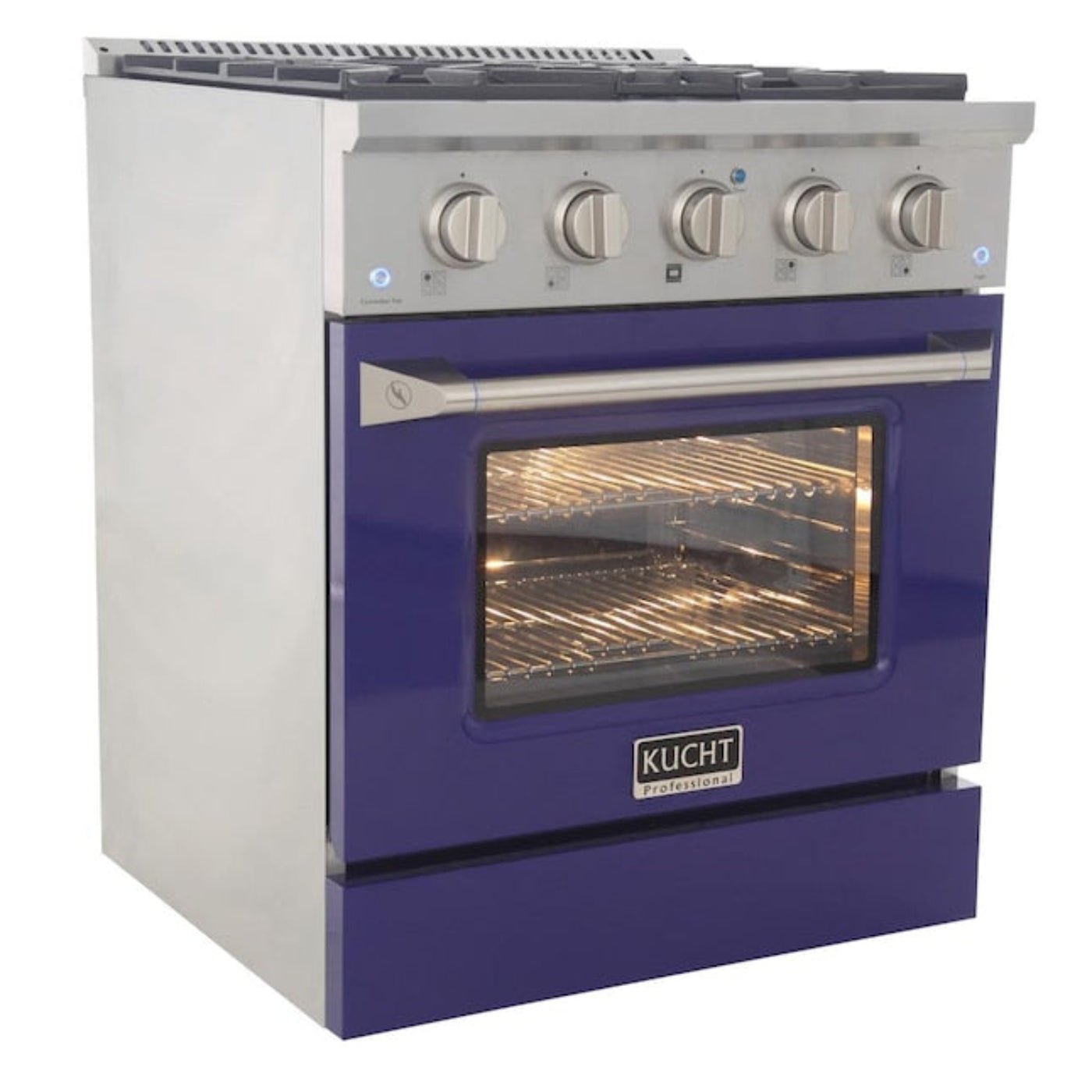 Kucht Professional 30 in. 4.2 cu ft. Propane Gas Range with Blue Door and Silver Knobs, KNG301/LP-B - KNG301/LP-B