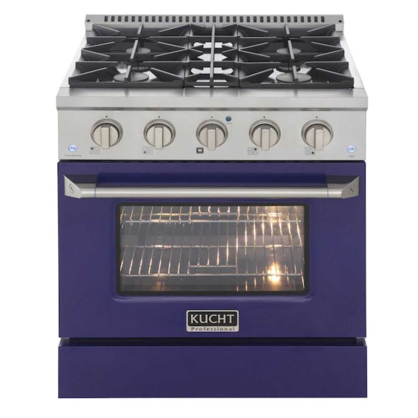 Kucht Professional 30 in. 4.2 cu ft. Propane Gas Range with Blue Door and Silver Knobs, KNG301/LP-B - KNG301/LP-B