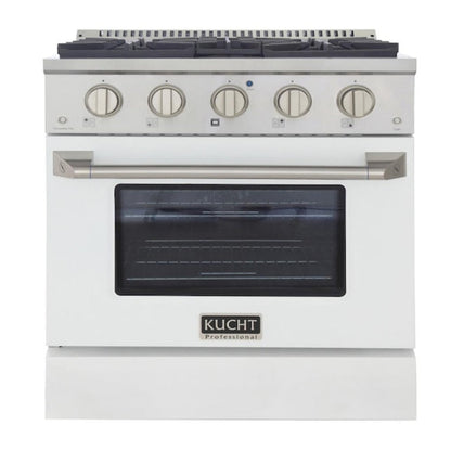 Kucht 30" Pro-Style Propane Gas Dual Fuel Range with 4 Burners in White, -  KDF302/LP-W