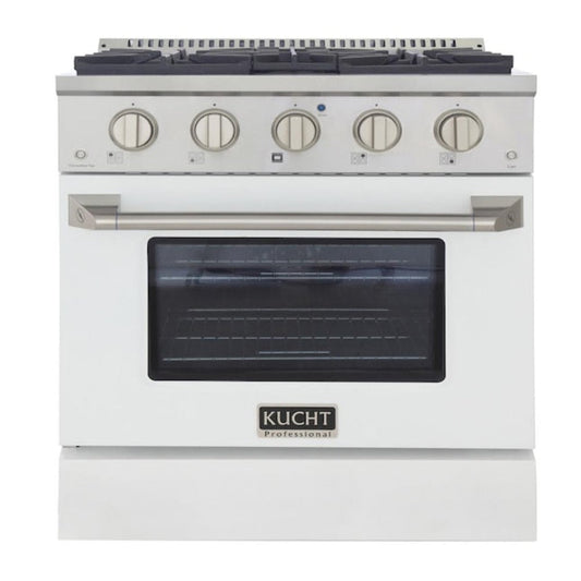 Kucht 30" Pro-Style Propane Gas Dual Fuel Range with 4 Burners in White, -  KDF302/LP-W