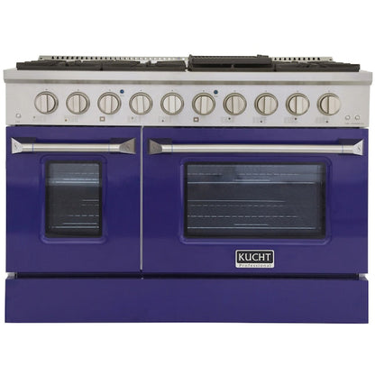 Kucht Professional 48 in. 6.7 cu ft. Propane Gas Range with Blue Door and Silver Knobs, KNG481/LP-B