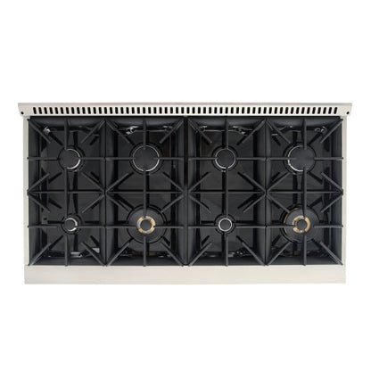 Kucht Signature 48 In. 6.7 cu ft. Propane Gas Range with White Door and Rose Gold Accents, KNG481/LP-W-ROSE