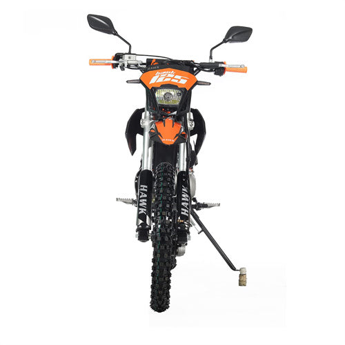 X-PRO Hawk 125cc Dirt Bike with All Lights and 4-speed Manual Transmission! Electric/Kick Start, Big 19"/16" Tires! Zongshen Brand Engine - DB-K015-Orange