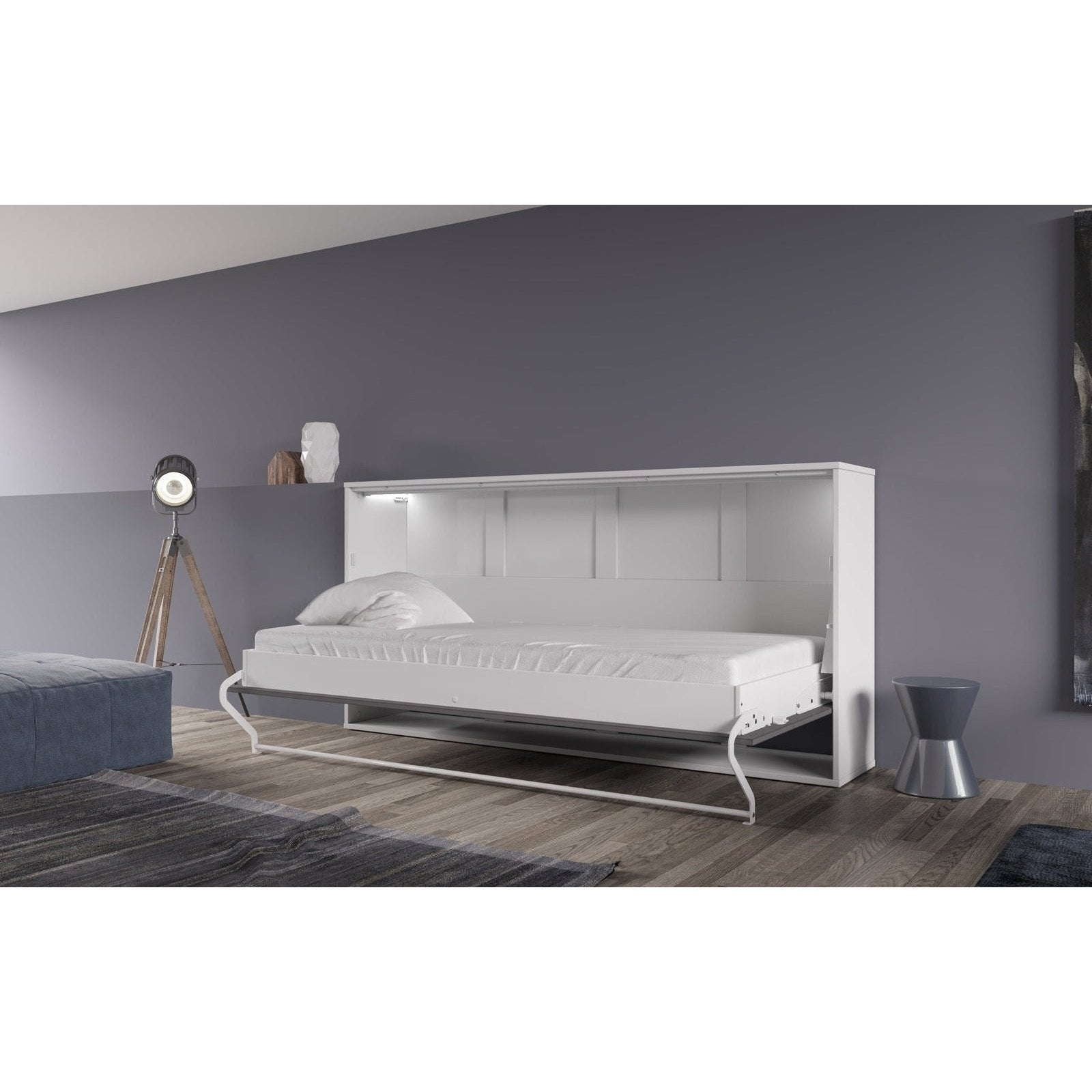 Maxima House European Horizontal TWIN size Murphy Bed INVENTO with mattress and LED - IN-06WLED