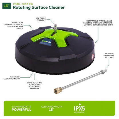 Greenworks 3000 PSI Pressure Washer w/ 15" Surface Cleaner & Extension Combo Kit - 5125602-VK