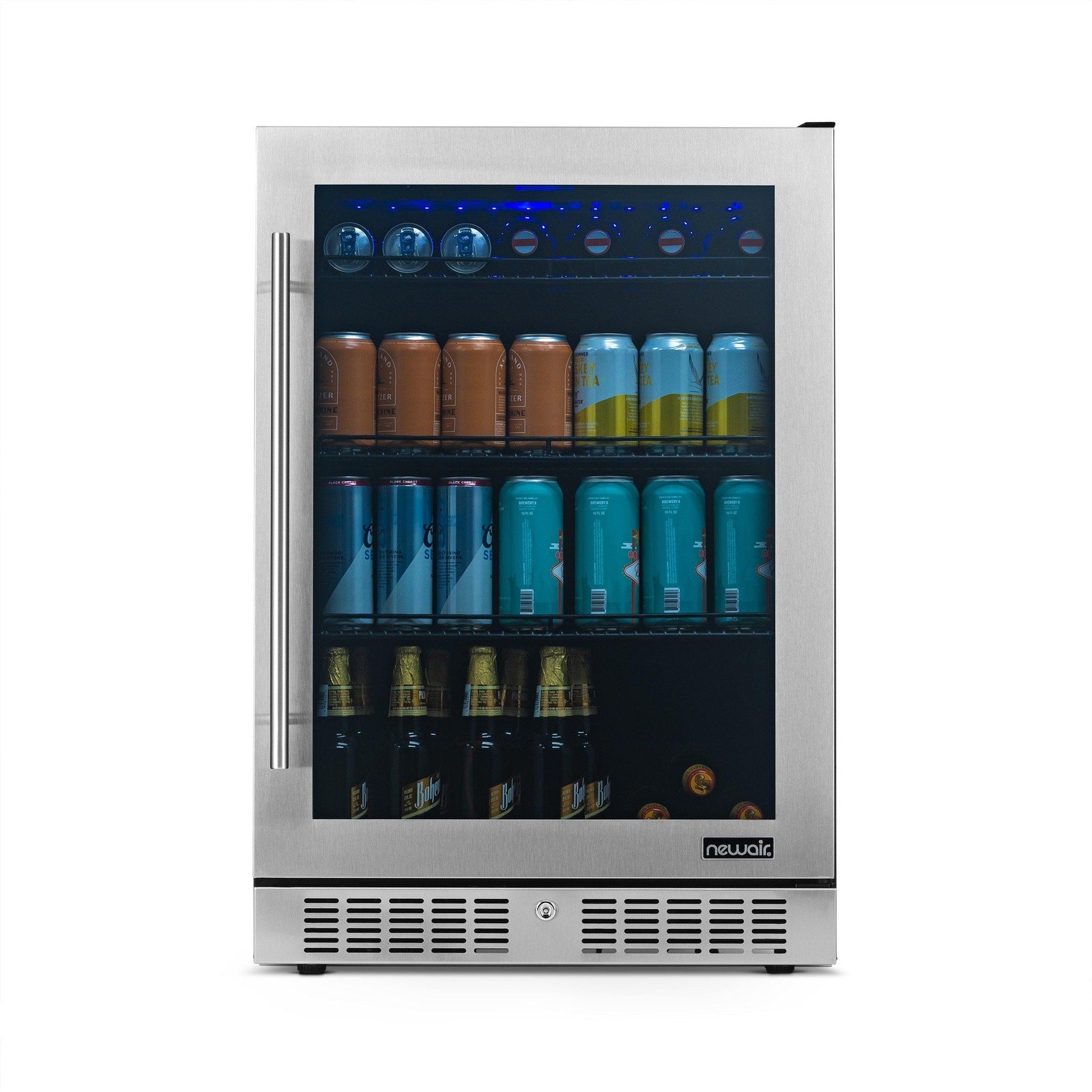 Newair - 24” 224-Can Built-in Premium Beverage Center w/ Color Changing LED Lights NBC224SS00