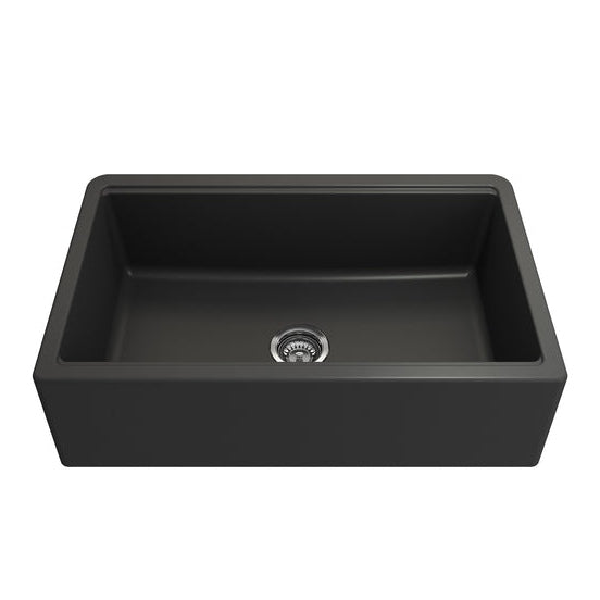 Bocchi 33" Matte Black Apron-Front Workstation Granite Composite Kitchen Sink - 1600-504-0120