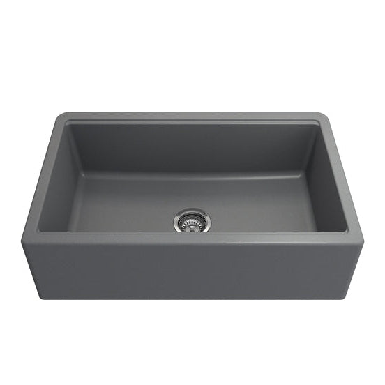 Bocchi 33" Concrete Gray Apron-Front Workstation Granite Composite Kitchen Sink - 1600-506-0120