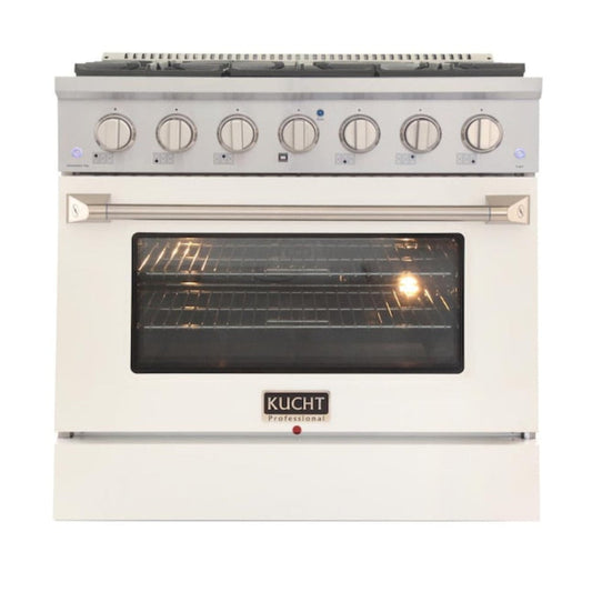 Kucht Professional 36 in. 5.2 cu ft. Propane Gas Range with White Door and Silver Knob -  KNG361/LP-W