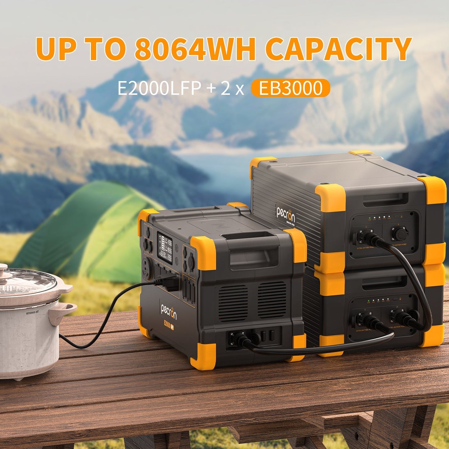 PECRON E2000LFP Expandable Portable Power Station 2000W 1920Wh - E2000LFP