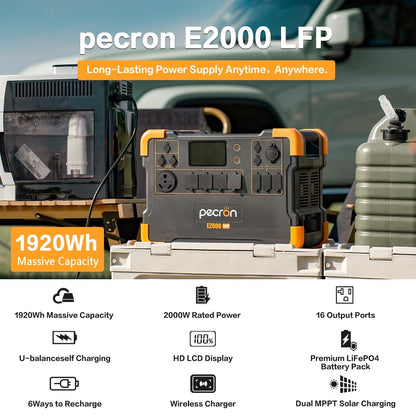 PECRON E2000LFP Expandable Portable Power Station 2000W 1920Wh - E2000LFP