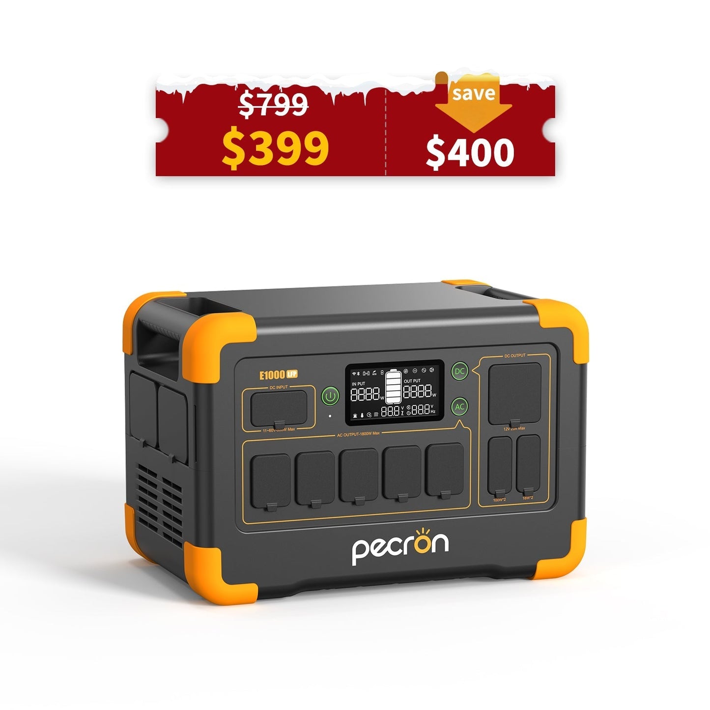 PECRON E1000LFP Portable Power Station 1800W 1024Wh PRE-ORDER - E1000LFP