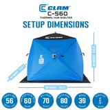 CLAM C-560 Portable 7.5 Ft 4 Person Pop Up Ice Fishing Thermal Hub Shelter Tent - 160682