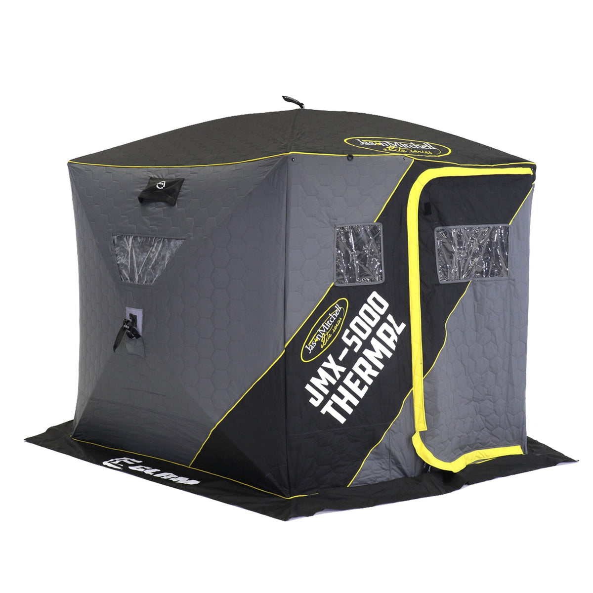 CLAM 14471 Portable 9 Ft Jason Mitchell X5000 Ice Fish Thermal Hub Shelter Tent - 160688