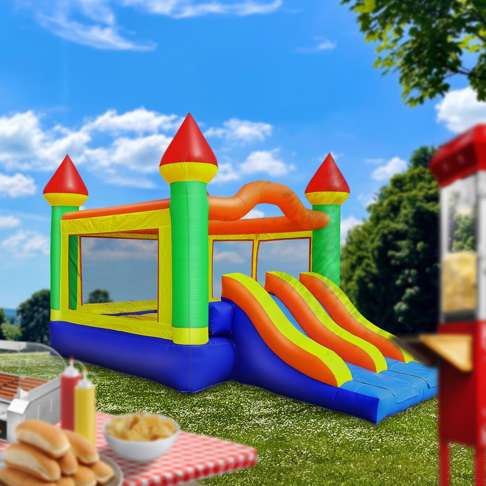 Commercial Mega Double Slide Castle Bounce House w/ Blower by Cloud 9 - Backyard Provider