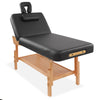 Professional Stationary Massage Table with Shelf and Backrest