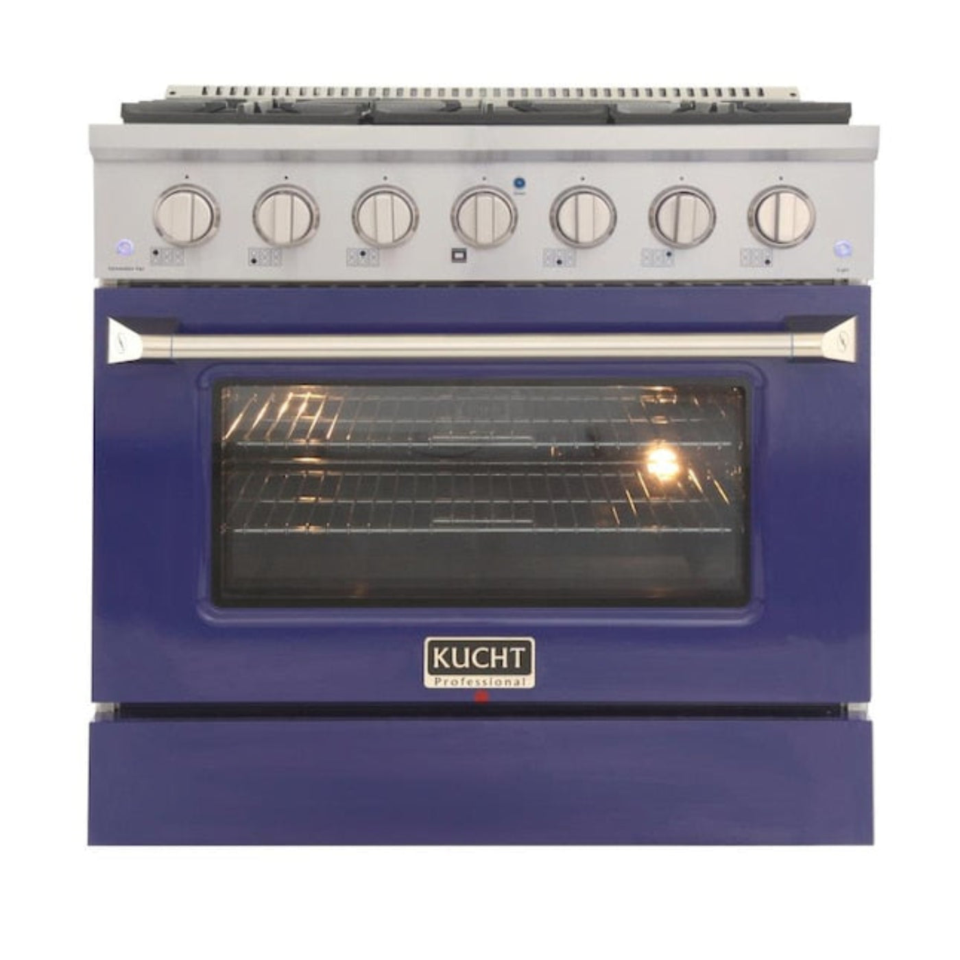 Kucht Professional 36 in. 5.2 cu ft. Natural Gas Range with Blue Door and Silver Knobs - KNG361-B