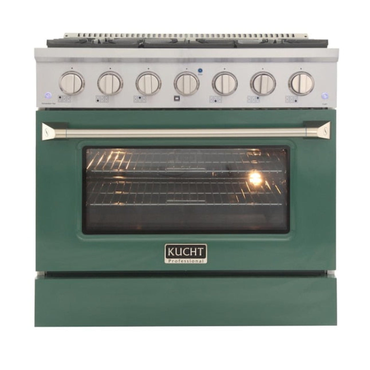 Kucht Professional 36 in. 5.2 cu ft. Natural Gas Range with Green Door and Silver Knobs -  KNG361-G