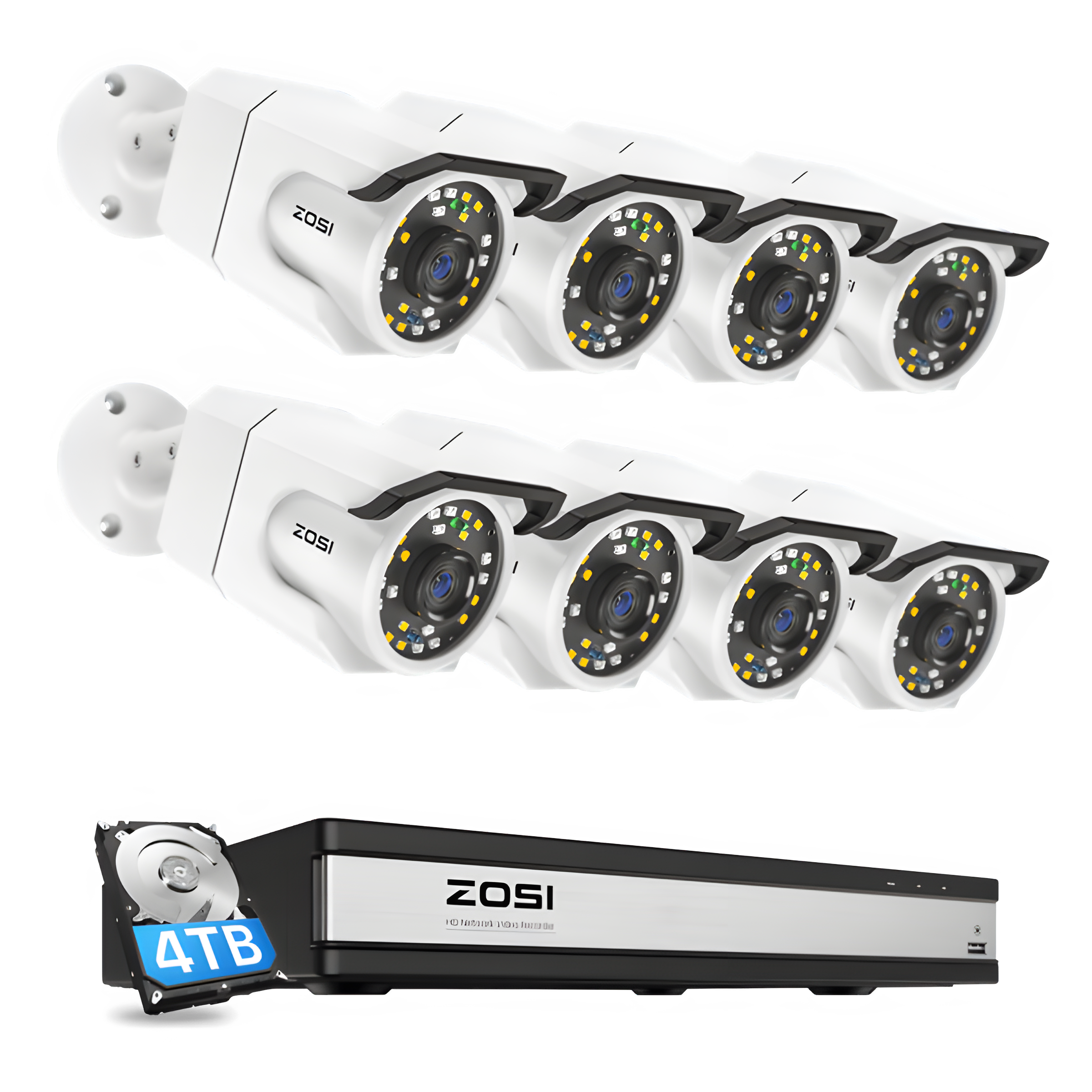 Zosi C105 4K 16 Channel PoE Security Camera System + 4TB Hard Drive - C105 4K 16