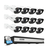 Zosi C182 4K PoE 16 Channel Security Camera System + 4TB Hard Drive - C182 4K PoE