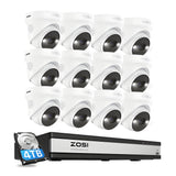 Zosi C225 4K 16 Channel PoE NVR Security System + 4TB Hard Drive - C225 4K 161