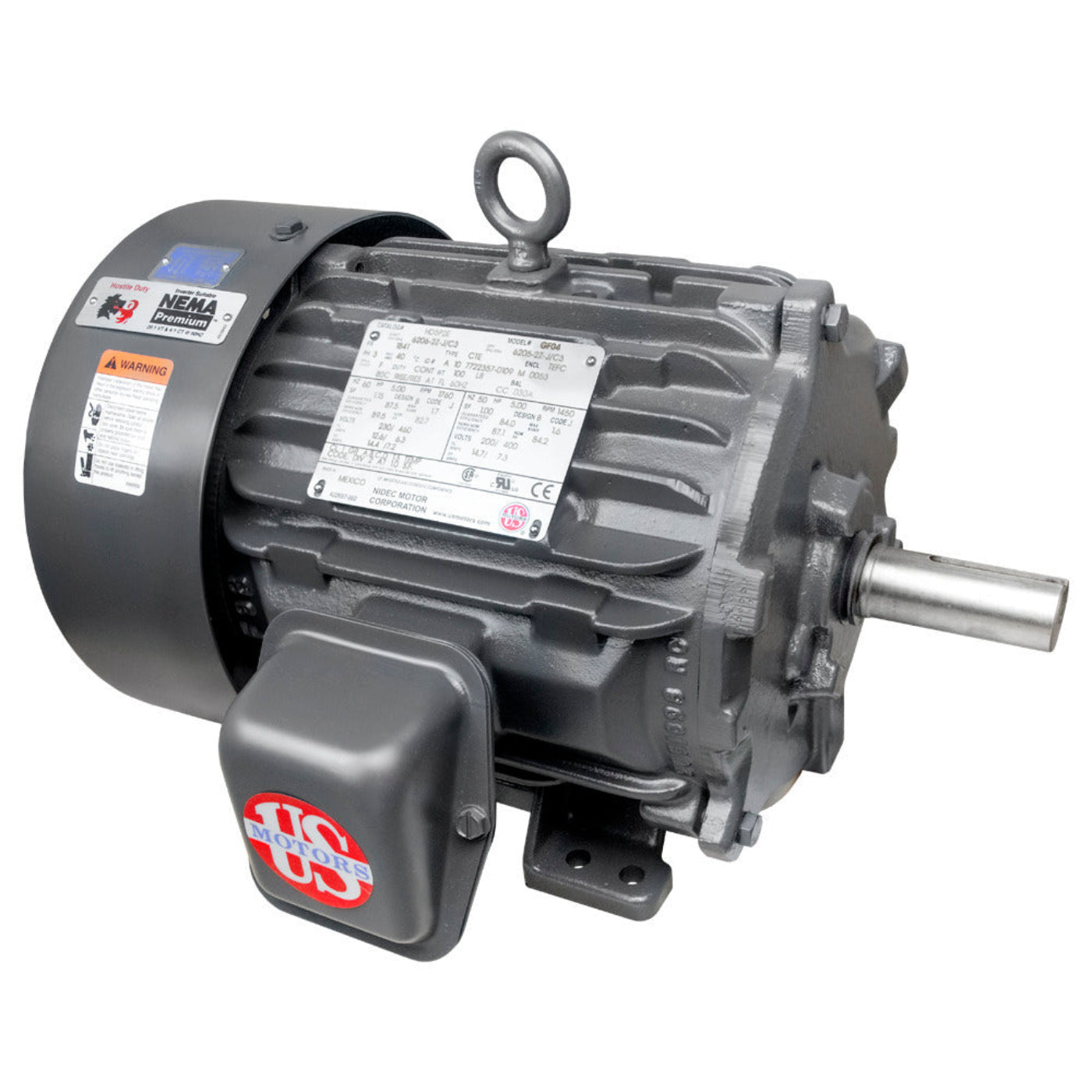 U. S. Motors Nidec HD7P2E Electric Motor 7.5 hp 213T Frame 230/460 Volts - HD7P2E