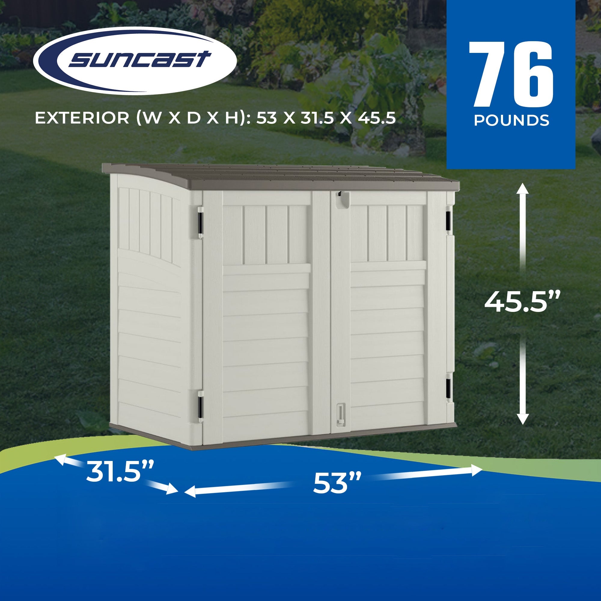 Suncast 3 Door Locking System Horizontal Storage Shed Stow Away, Ivory (3 Pack) - 172820