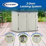 Suncast 3 Door Locking System Horizontal Storage Shed Stow Away, Ivory (3 Pack) - 172820