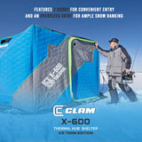 CLAM X-600 Portable 11.5' 6 Person Ice Team Thermal Hub Shelter w/Dimmable Light - 320784