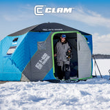 CLAM X-600 Portable 11.5' 6 Person Ice Team Thermal Hub Shelter w/Dimmable Light - 320784