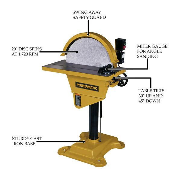 Powermatic DS20 20" Disc Sander 2hp, 1PH, 230V - PM9-1791276