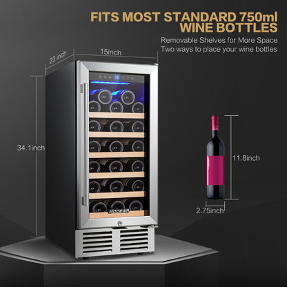 BODEGAcooler 15" 26 Bottles Small Wine Refrigerator