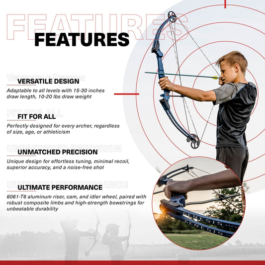 Genesis Archery Compound Bow Adjustable Sizing for Right Handed, Blue (3 Pack) - 323635