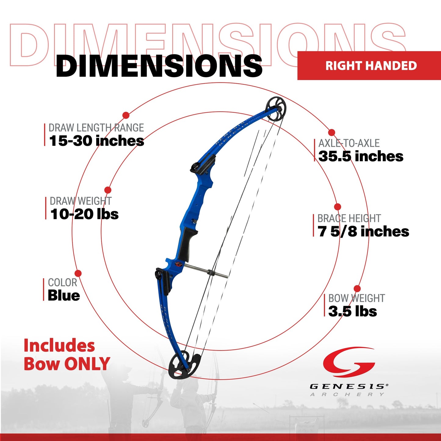 Genesis Archery Compound Bow Adjustable Sizing for Right Handed, Blue (4 Pack) - 323636