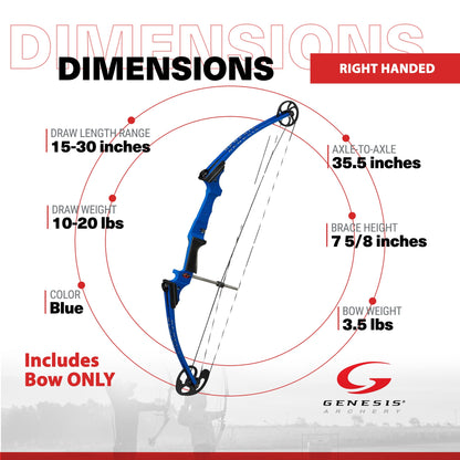 Genesis Archery Compound Bow Adjustable Sizing for Right Handed, Blue (3 Pack) - 323635