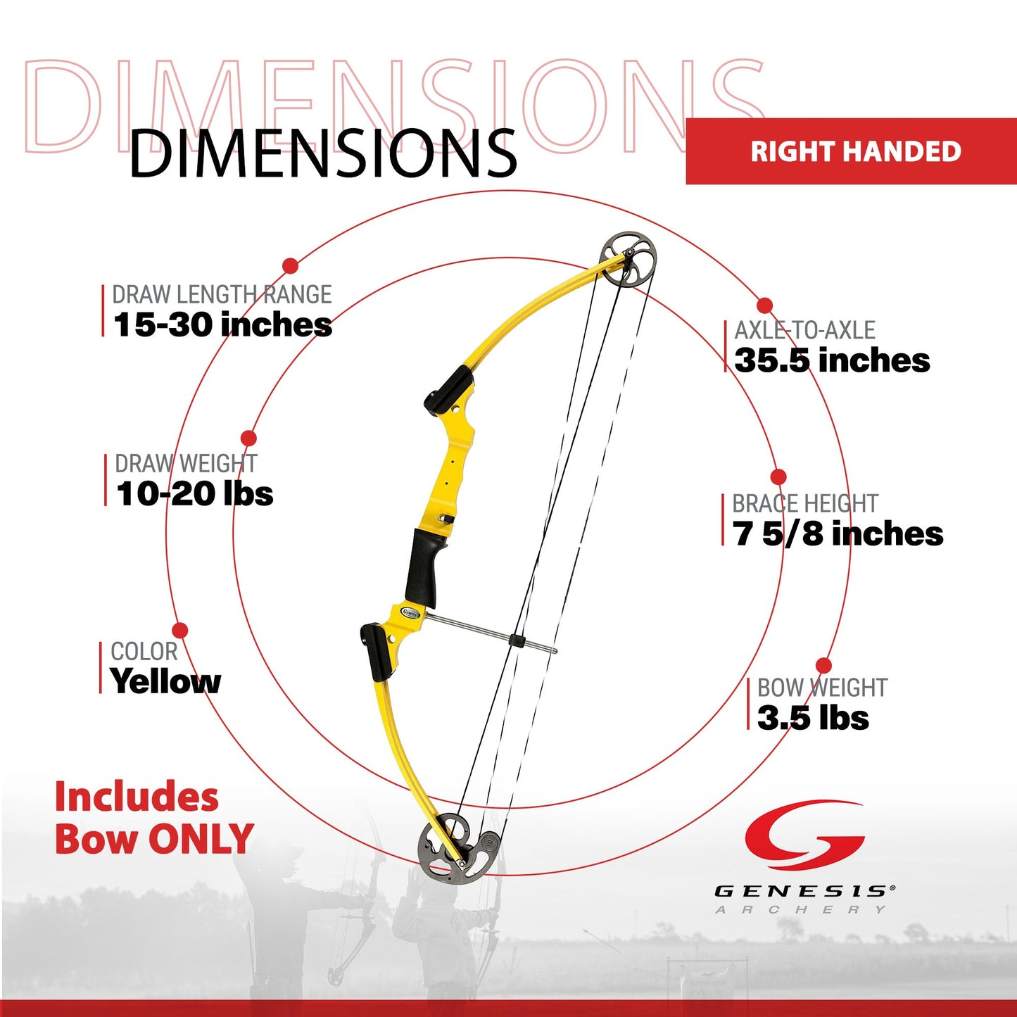 Genesis Archery Original Adjustable Right Handed Compound Bow, Yellow (4 Pack) - 323571