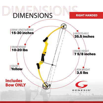 Genesis Archery Original Adjustable Right Handed Compound Bow, Yellow (4 Pack) - 323571