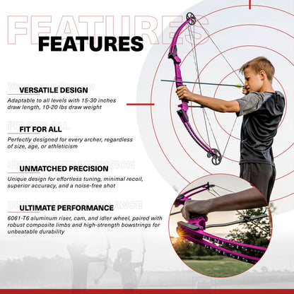 Genesis Archery Compound Bow Adjustable Sizing for Right Handed, Purple (4 Pack) - 323668