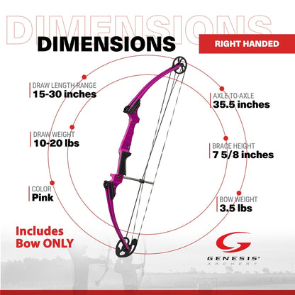 Genesis Archery Compound Bow Adjustable Sizing for Right Handed, Purple (2 Pack) - 323664