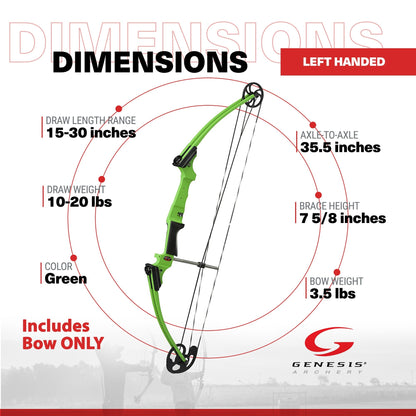 Genesis Archery Compound Bow Adjustable Sizing for Left Handed, Green (3 Pack) - 323631