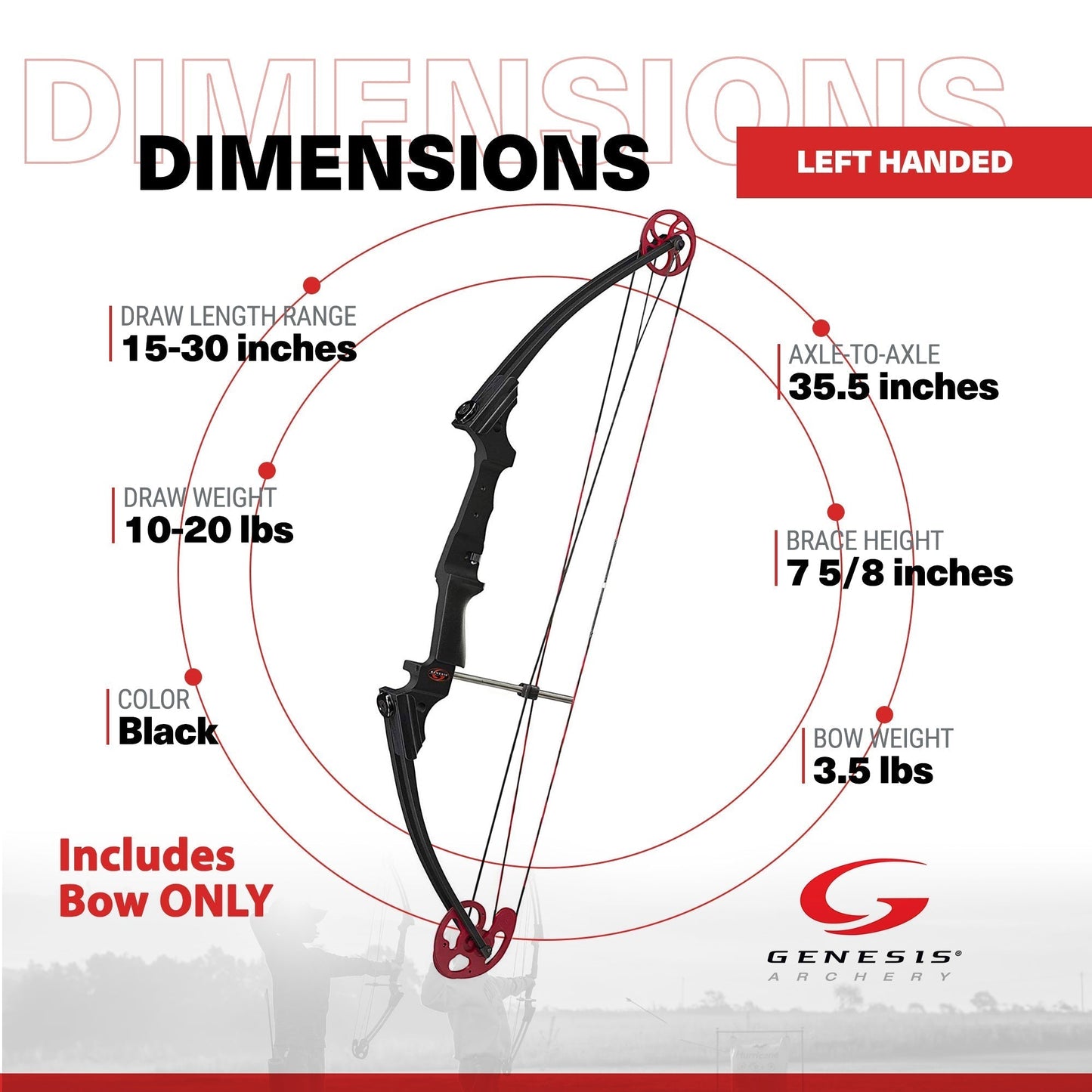 Genesis Archery Compound Bow Adjustable Sizing for Left Handed, Black (2 Pack) - 323649