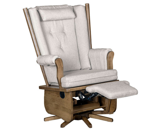 QW Amish Charlotte Swivel Glider with Flip-out Footrest & Padded Arms - 432E-182-PADDED-FLIP