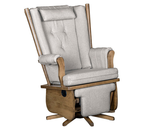 QW Amish Charlotte Swivel Glider with Flip-out Footrest & Padded Arms - 432E-182-PADDED-FLIP