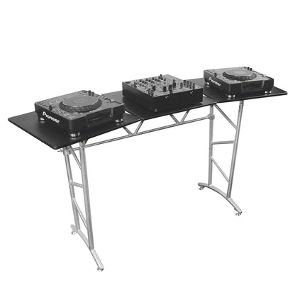 Odyssey ATT2 Adjustable Folding Aluminum DJ Table, Swiveling Platforms, Black - 187997